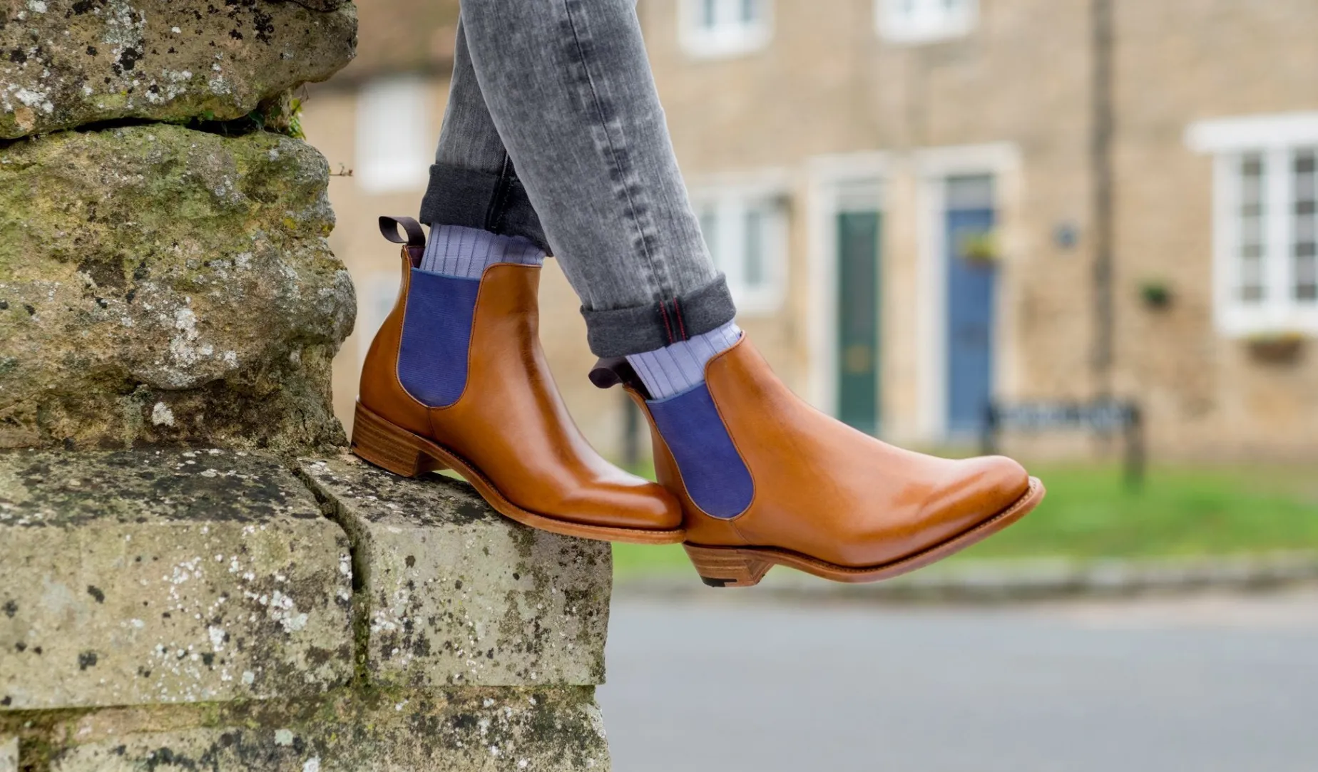 Violet - Cedar Calf / Blue Elastic